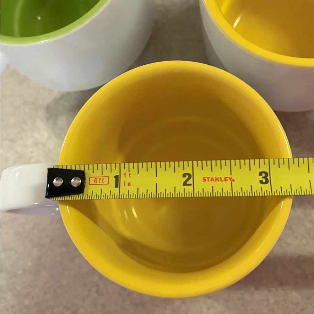 Crate&Barrel Stackable Set of 6 Coffee Cups 8 oz. “Pick Me Up